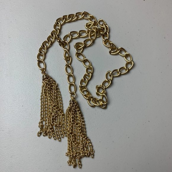 S O L D * Vintage Gold Chain Belt/Lariat Necklace With Tassels - Picture 10 of 10